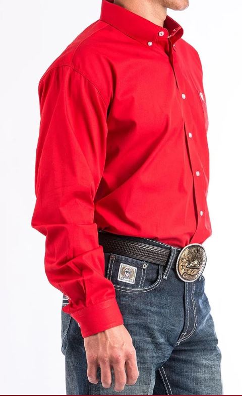 Men's Cinch MTW1103313 Solid Red Classic Fit Button Down Long Sleeve Shirt