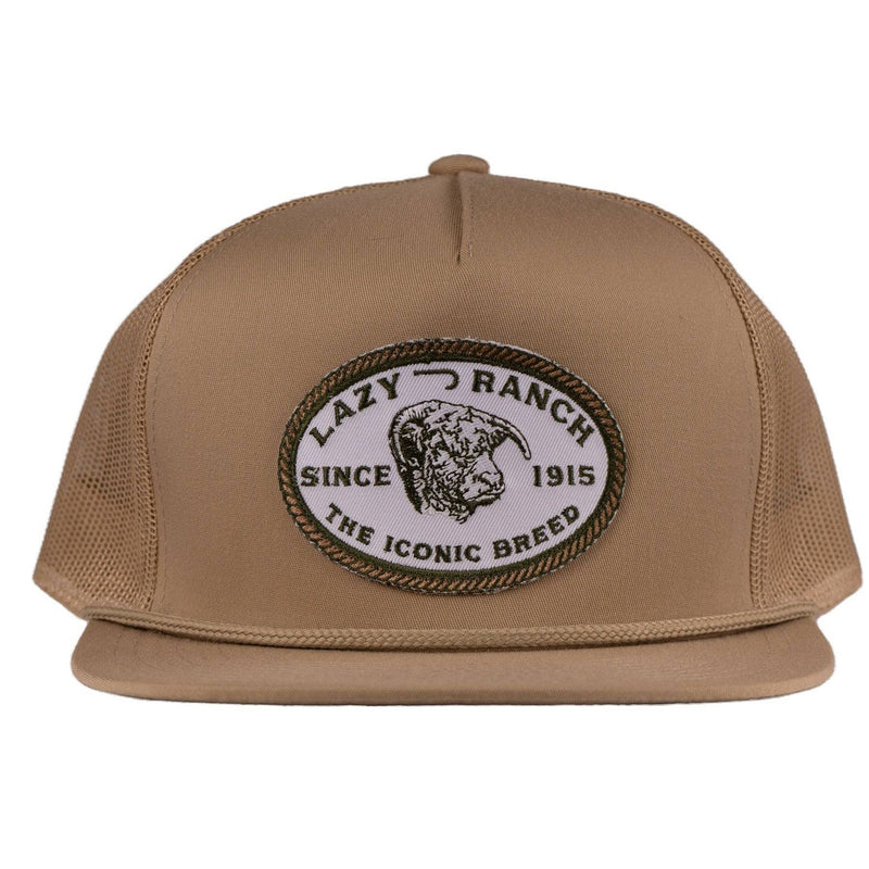 Lazy J Ranch Tan Olive Iconic Breed Patch Classic Rope Trucker Hat