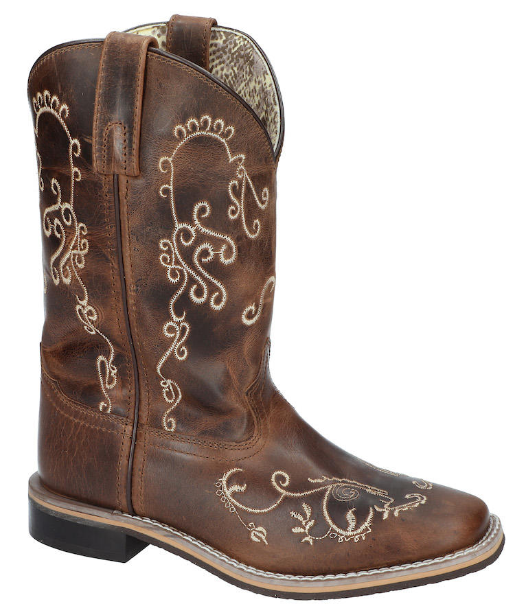 Women's Smoky Mountain 6845 Brown Waxed Distressed Square Toe Boot