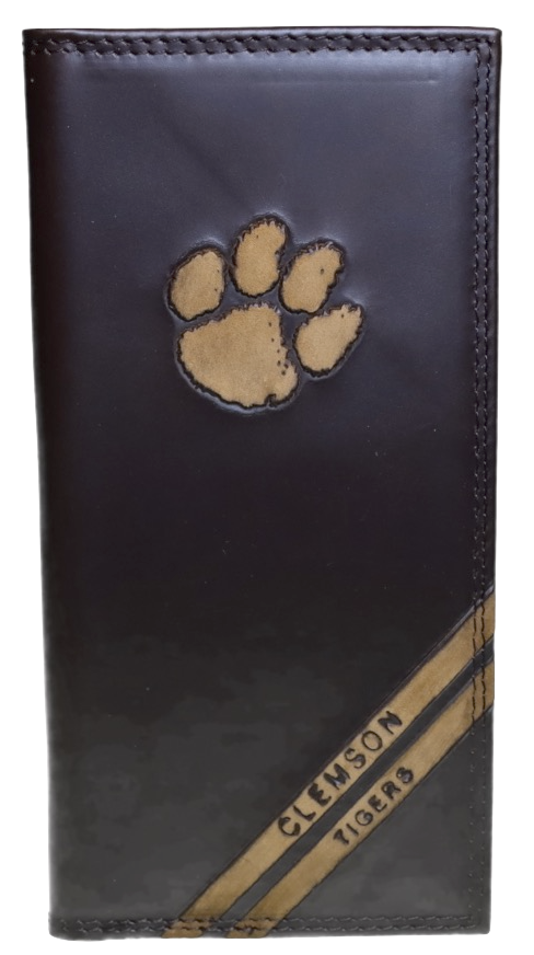 Zep-Pro IWD4BRW-Clemson University Tigers Brown Debossed Tall Wallet