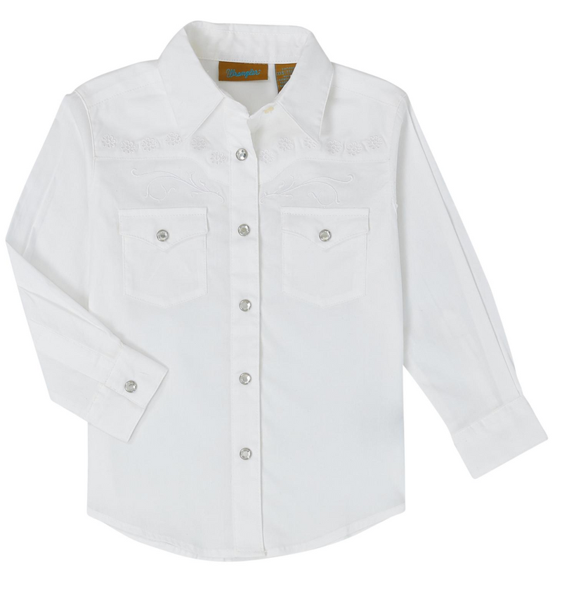 Girl's Wrangler GW7001W White Long Sleeve Western Shirt