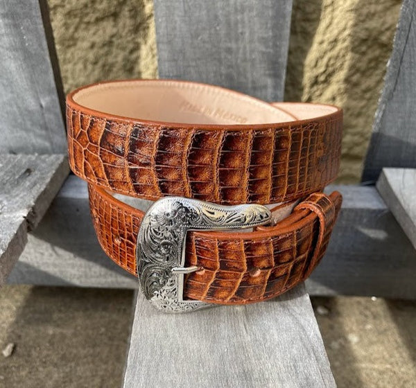 Cowtown H6074 Cognac Caiman Belly Print Belt