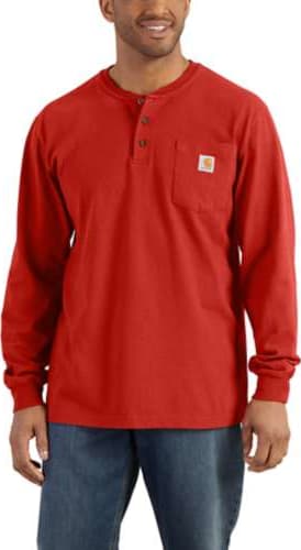 Carhartt K128-807 Rustic Orange Workwear Long Sleeve Henley T-Shirt