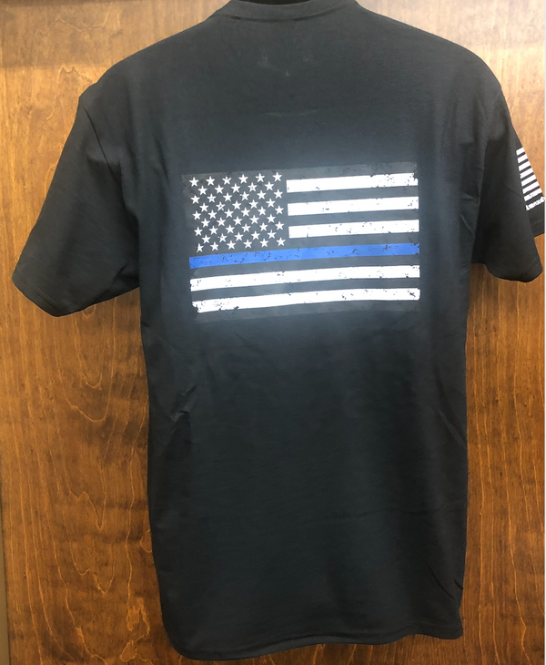 "Thin Blue Line" Black Short Sleeve T-Shirt *CLOSEOUT*