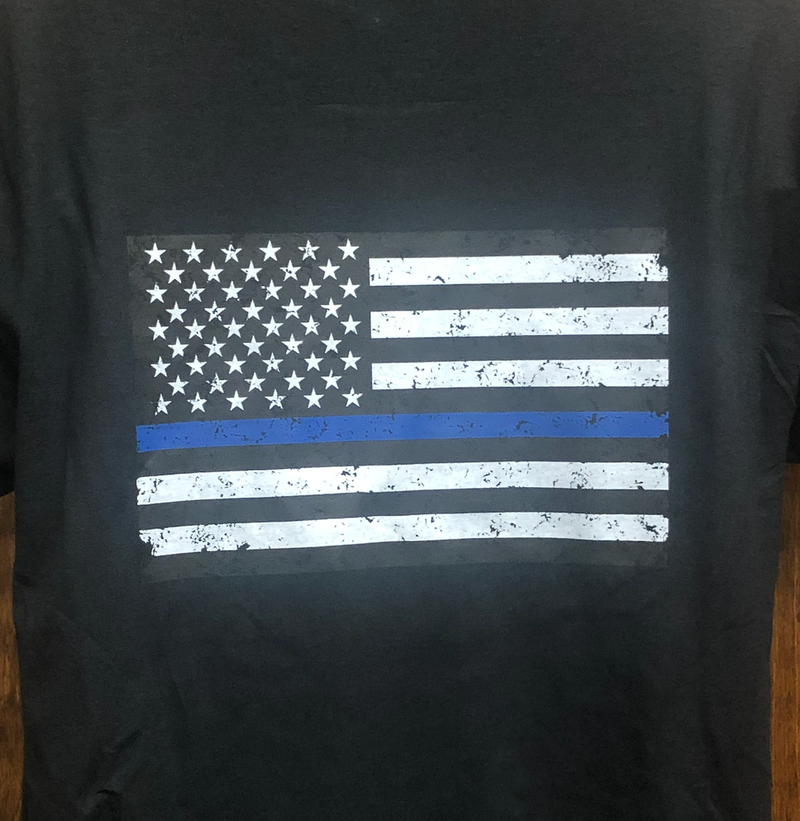 "Thin Blue Line" Black Short Sleeve T-Shirt *CLOSEOUT*