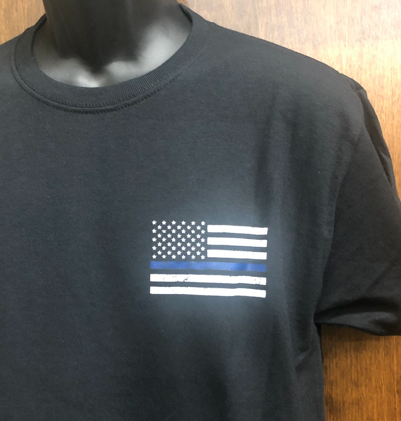 "Thin Blue Line" Black Short Sleeve T-Shirt *CLOSEOUT*