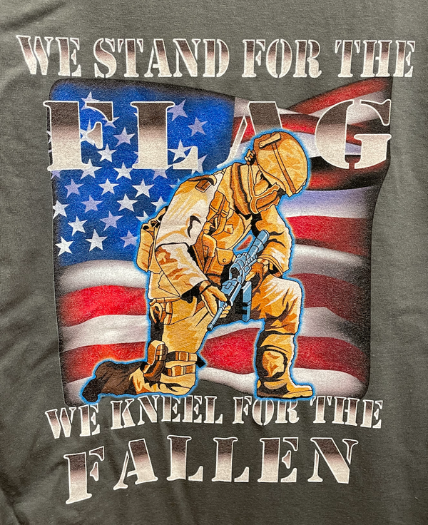 "We Kneel For The Fallen" Charcoal Gildan Soft Short Sleeve T-Shirt *Closeout*