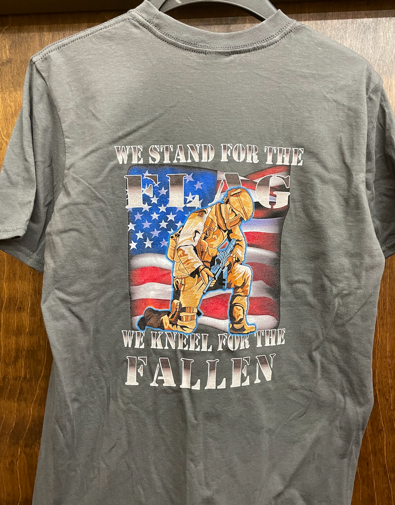 "We Kneel For The Fallen" Charcoal Gildan Soft Short Sleeve T-Shirt *Closeout*