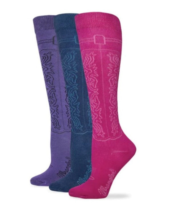 Wrangler 3/229 Ladies 3Pack Assorted Over the Calf Boot Sock