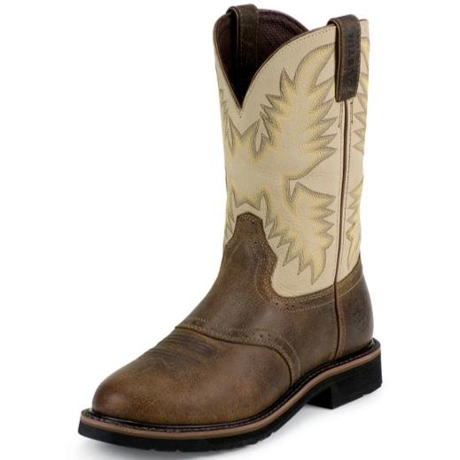 Justin WK4660 Men's 11" Sawdust Waxy Brown Round Toe