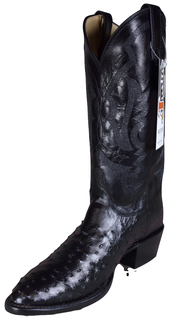 Justin J4041 Black Full Quill Ostrich (Boots & More Exclusive) *Closeout* AS IS