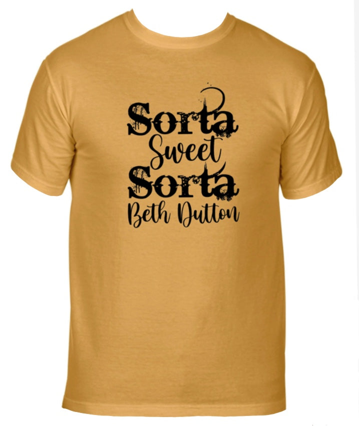 Yellowstone Sorta Beth Dutton Bella Canvas Mustard Short Sleeve T-Shirt