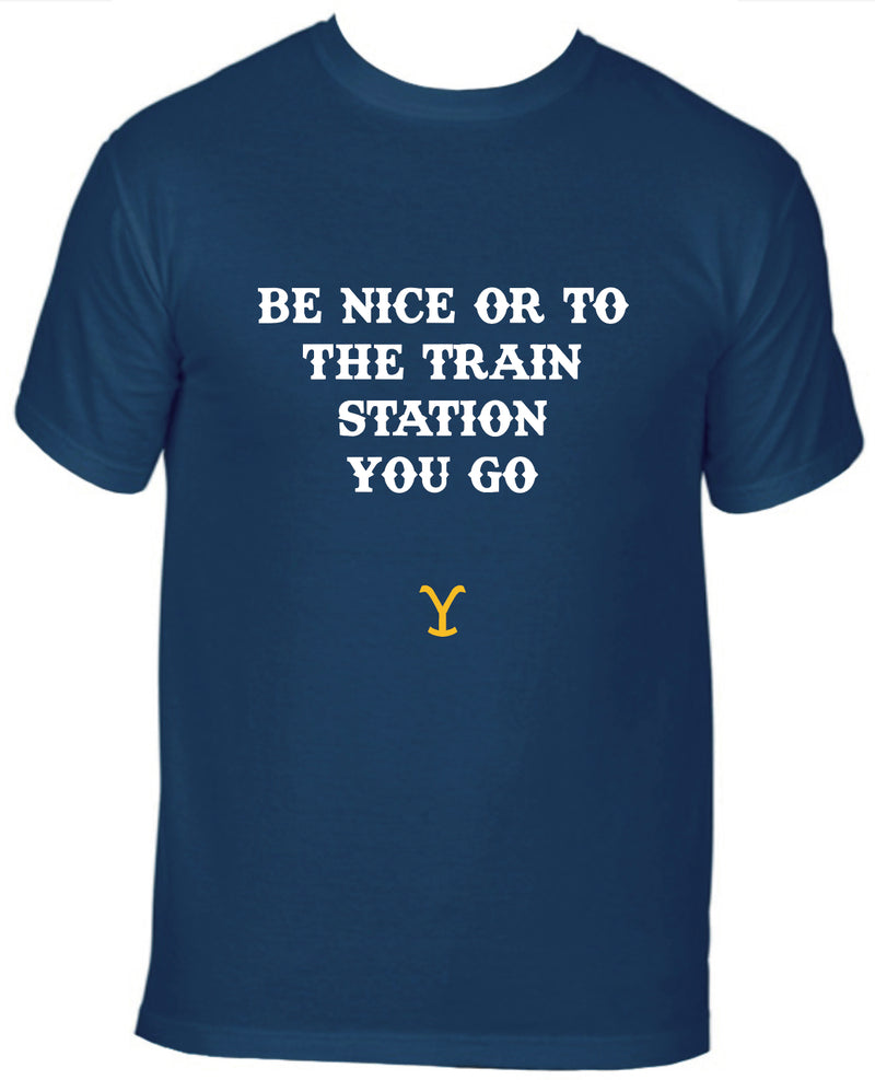 Yellowstone Train Station Navy Short Sleeve T-Shirt FINAL SALE *Closeout*