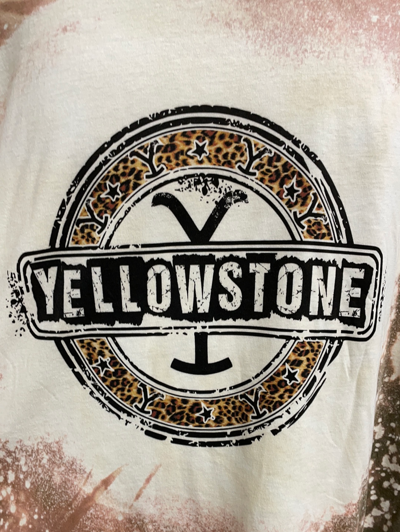 "Leopard Bleached" Yellowstone Logo Long Sleeve Next Level T-Shirt *Closeout*