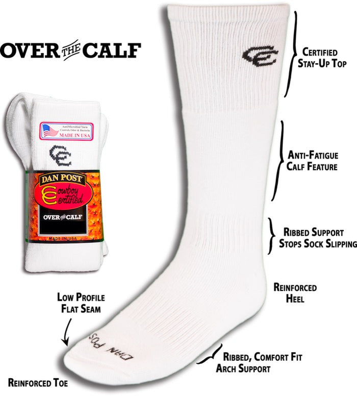 Men s Dan Post DPCBC9 DPCBC10 DPCBC13 White Over the Calf Socks